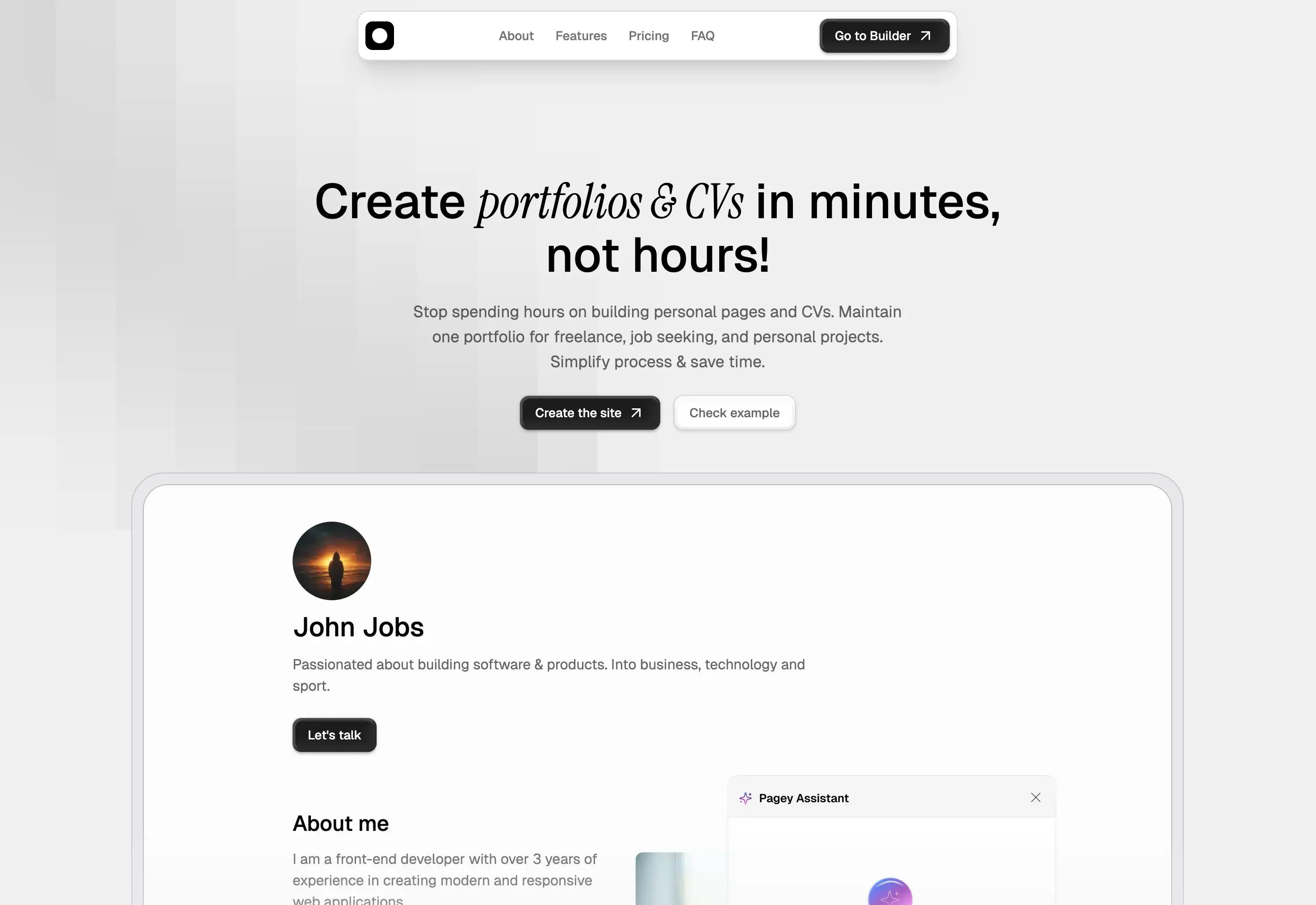 Pagey landing page