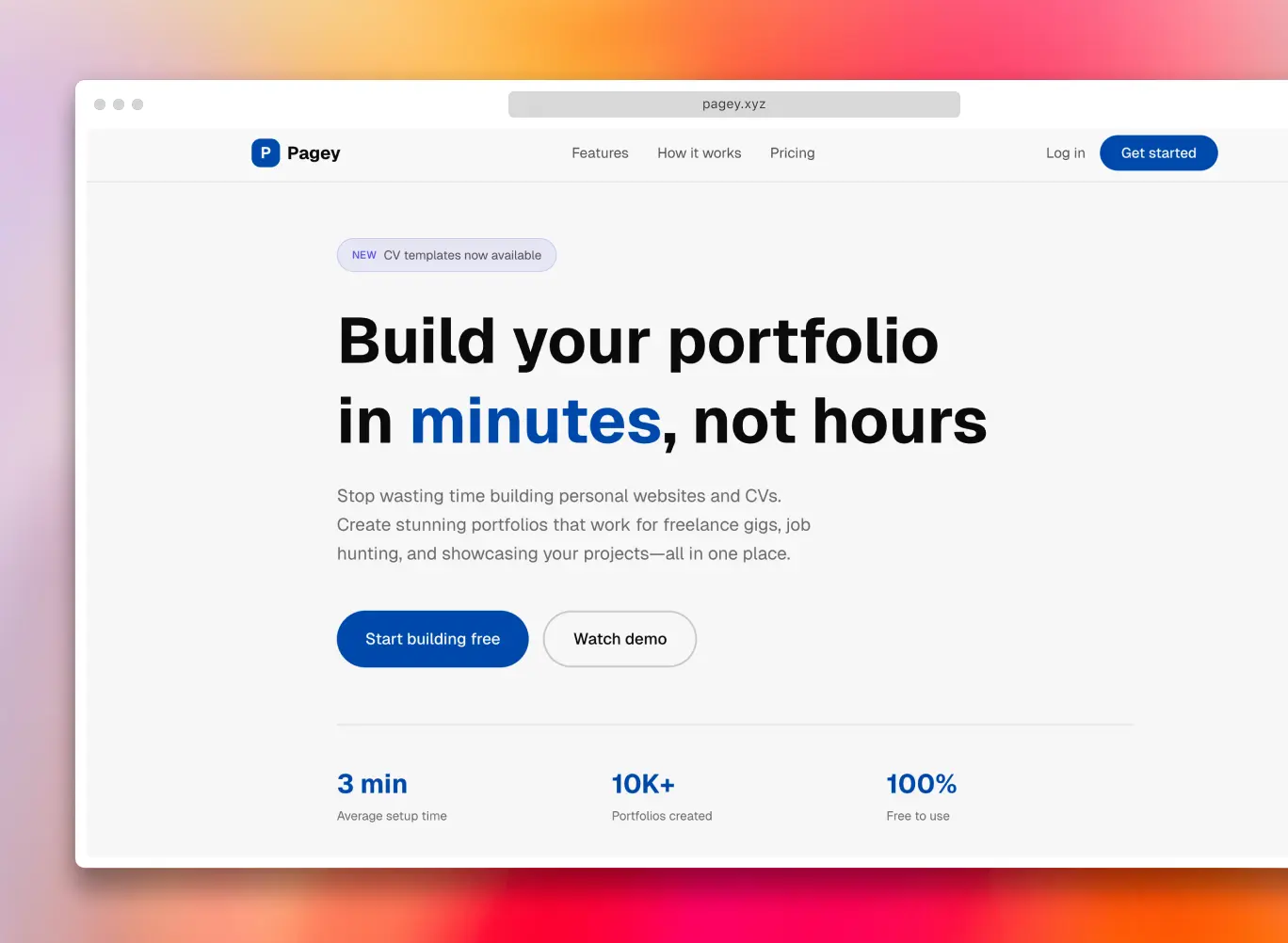AI-generated landing page hero example